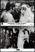 Esküvők, lagzik, menyasszonyok és vőlegények különféle filmek egy-egy jelenetében, 13 db vintage produkciós filmfotó, ezüstzselatinos fotópapíron, 18x24 cm