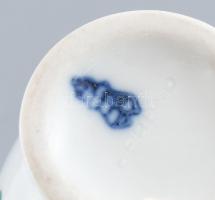 Herendi virágmintás fogvájó tartó és mini váza, jelzett, kopott, m:5,5-9,5cm