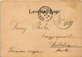 1899 (Vorläufer) Barcs, Barcstelep; Breuer ház, Fő utca, Vasúti híd. Art Nouveau, floral (szakadás /...