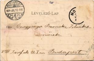 1901 Mohács, Pályaudvar, vasútállomás, Központi szálloda. Weiser Miksa kiadása (r)