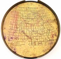 1915 M15 típusú tüzérségi iránytű Otto Ganser - Wien fedlapján, rézbe karcolt Közép-Európa térképpel...