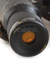 Régi 10x50-es katonai távcső, jelzés nélkül, működik, sárga színszűrővel, későbbi tokkal