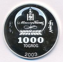 Mongólia 2003. 1000T Ag "Ázsia történelme - Buddha" kapszulában (19,24g/0.999 vagy 0.925/3...