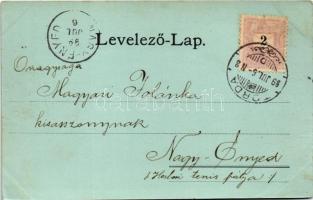 1899 (Vorläufer) Torda, Turda; Torda-Aranyos vármegyeháza, sóbánya bejárata, híd, Tordai hasadék / T...