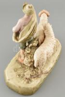 Osztrák-Magyar Monarchia 1880 körül: Birkapásztor fiú. Festett fajansz, erősen sérült, hiányos, rest...