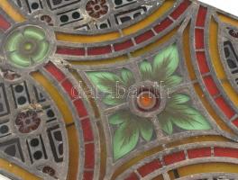 Ólomüvegablak töredékek, 3 db. Sérült. 49x7,5 cm és 54x26,5 cm