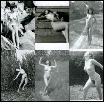 cca 1984 előtt készült akt felvételek a napimádó hölgyekről, vegyes összeállítás, 9 db mai nagyítás, 15x10 cm