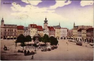 1916 Ceské Budejovice, Budweis; Ringplatz / square, tram