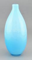 Anyagában színezett kék üvegváza, Kosta jelzéssel, m: 29 cm