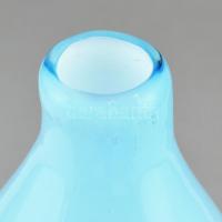 Anyagában színezett kék üvegváza, Kosta jelzéssel, m: 29 cm