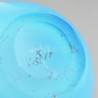 Anyagában színezett kék üvegváza, Kosta jelzéssel, m: 29 cm