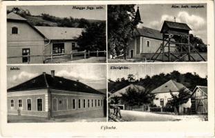 1939 Újhuta (Háromhuta), római katolikus templom, községháza, iskola, Hangya szövetkezet üzlete és saját kiadása. Csonka-Magyarország legmagasabban fekvő üdülőhelye (kis szakadás / small tear)
