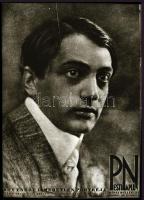 1937 Ady Endre (1877-1919) költő egész oldalas portréja a Pesti Napló képes mellékletének 1937. december 3-i számának címlapján, 1 db NEGATÍV Fekete György (1904-1990) budapesti fényképész hagyatékából, 5,2x3,8 cm