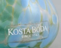 Kosta Boda skandináv mini üvegváza, kézzel festett, jelzett, m: 6 cm