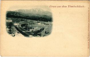 Tömös-völgy, Tömöschtal (Brassó, Brasov); vasútvonal, hajtány. H. Zeidner kiadása / railway line with handcar (fa)