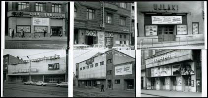 cca 1976 Budapesti mozik épülete, utcai portálja, 10 db mai nagyítás, 10x15 cm