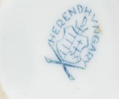 Herendi purpur Apponyi mokkás csésze aljjal, 2db, kézzel festett, kopásnyomokkal, jelzett