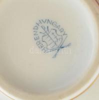 Herendi purpur Apponyi teás csésze aljjal, 3db, kézzel festett, kopásnyomokkal, jelzett