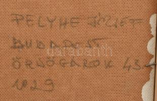 Pelyhe József (1948-): Szél a síkságon. Olaj, farost, jelzett, hátoldalán autográf felirattal és Kép...