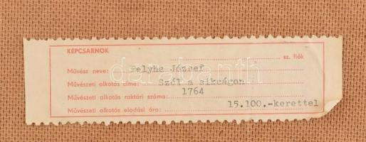 Pelyhe József (1948-): Szél a síkságon. Olaj, farost, jelzett, hátoldalán autográf felirattal és Kép...