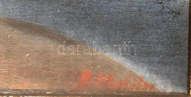 P Molitor jelzéssel, feltehetően XX. sz. festőművész alkotása: Bibiliai jelenet. Olaj, karton. 52x20...