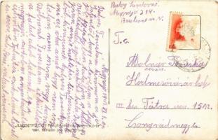 1942 Nagysajó, Sieu; Sajó patak, Református templom, Evangélikus templom, iskola és papilak / creek,...