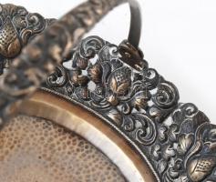 Ezüst (Ag) akantuszvirágos kínáló kosárka. jelzett. 156 g, 19 cm