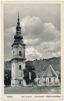 Pelsőc, Pelsőcz, Pelsücz, Plesivec (Gömör); Református templom, Hősök emléktáblája, Országzászló / Calvinist church, military heroes monument, Hungarian country flag (EK)