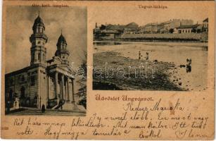 1899 (Vorläufer) Ungvár, Uzshorod, Uzhhorod, Uzhorod; Görögkatolikus templom, látkép, híd / Greek Catholic church, general view, bridge (fl)