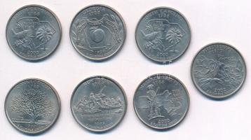 Amerikai Egyesült Államok 1999-2002. 25c Cu-Ni (7db/6xklf) T:1-,2 patina, karc
USA 1999-2002. 25 Ce...