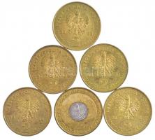 Lengyelország 1999-2002. 2Zl (6xklf forgalmi emlékérme) T:2 Poland 1999-2002. 2 Złote (6xdiff circulating commemorative coins) C:XF