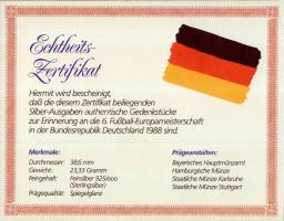 NSZK 1988. "Labdarúgó EB" 9db Ag emlékérem 8x 23,33g + 1x 136,08g mind klf motívummal, sze...