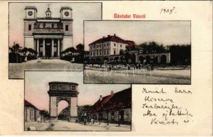 1908 Vác, Székesegyház, Kőkapu, Püspöki kastély (fl)