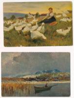 5 db RÉGI motívum képeslap: Degi oleoplaszt művész / 5 pre-1945 motive postcards: Degi Oleoplast art