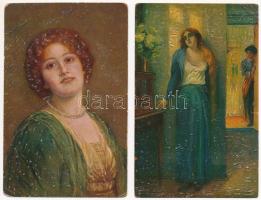 5 db RÉGI motívum képeslap: oleoplaszt művész / 5 pre-1945 motive postcards: Oleoplast art