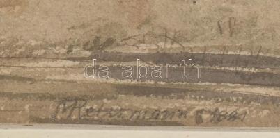 Reissmann Károly Miksa (1856-1917): Vízparti jelenet, 1881. Lavírozott tus, papír, jelzett, 16x34 cm...