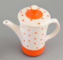 Gránit retro. pöttyös kávés készlet 4 személyes + 1 db. Kézzel festett, jelzett, kopásokkal