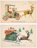 9 db MODERN magyar grafikai motívum képeslap: Mikulás / 9 modern Hungarian graphic motive postcards:...