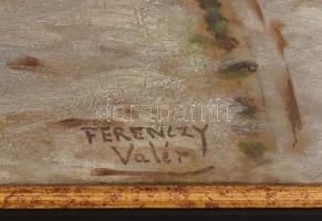 Ferenczy Valér jelzéssel: Havas erdő. Olaj, karton. 60x50 cm. Dekoratív fakeretben