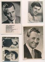 4 db RÉGI magyar színész képeslap + 10 db modern kis alakú lap / 4 pre-1945 Hungarian actors and actresses on postcards + 10 modern mini cards