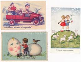 3 db RÉGI húsvéti üdvözlő képeslap / 3 pre-1945 Easter greeting motive postcards