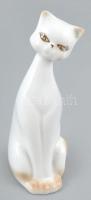Porcelán macska figura, jelzés nélkül, kis kopással, m: 12 cm