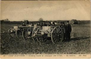 Camp dAuvours. Artillerie lourde de campagne. En batterie / WWI French military camp, artillery (EK)