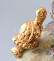 Japán, szatcuma jellegű fedeles urnaváza, kézzel festett, jelzett, m:38cm