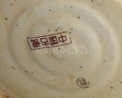 Japán, szatcuma jellegű fedeles urnaváza, kézzel festett, jelzett, m:38cm