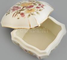 Zsolnay pillangó mintás bonbonier, kézzel festett, jelzett, hibátlan 11x11cm