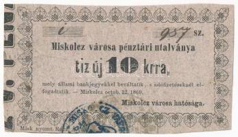 Miskolc 1860. 10kr Miskolcz városa pénztári utalványa i 987 T:III-