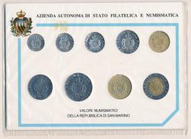 San Marino 1987. 1L - 500L (9xklf) forgalmi sor karton díszlapon T:1 
San Marino 1987. 1 Lire - 500...