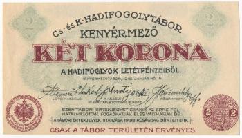 Kenyérmező / Hadifogolytábor 1916. január 15. 2K sorozat- és sorszám nélkül T:I- Hungary / Kenyérmező (Campul Painii) / POW camp 15.01.1916. 2 Kronen without serial number C:AU Adamo HHK-1.7