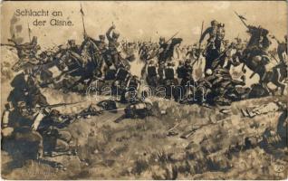 1914 Schlacht an der Aisne / WWI German military art postcard, Battle of the Aisne (fl)